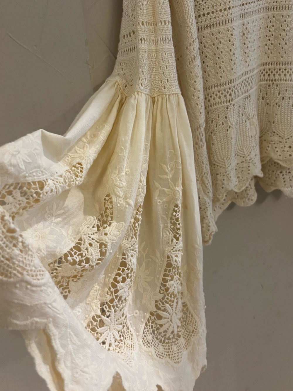 Free People Women’s Cream Crochet Knit Blouse - Picture 5 of 6